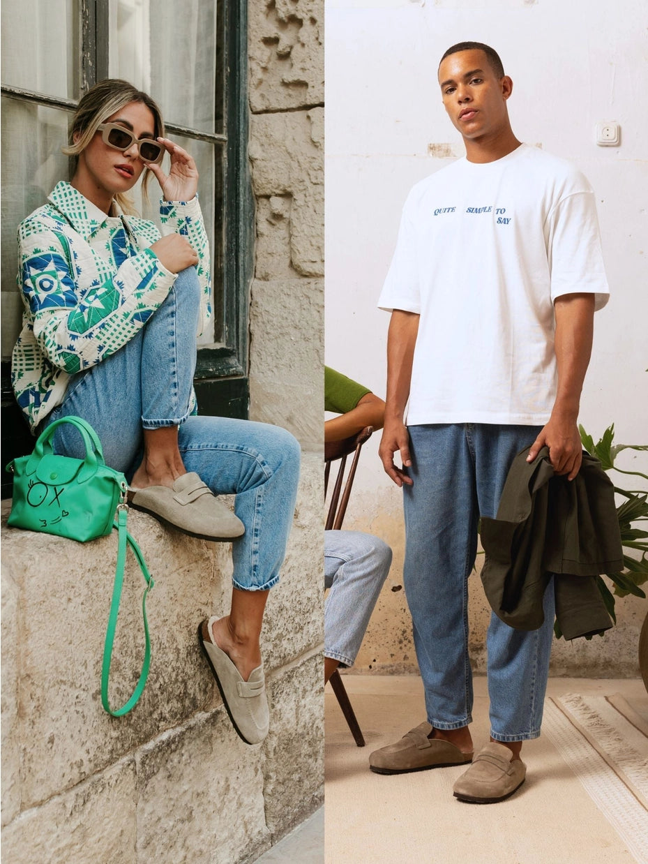 Lois Velour Taupe Unisex Clogs