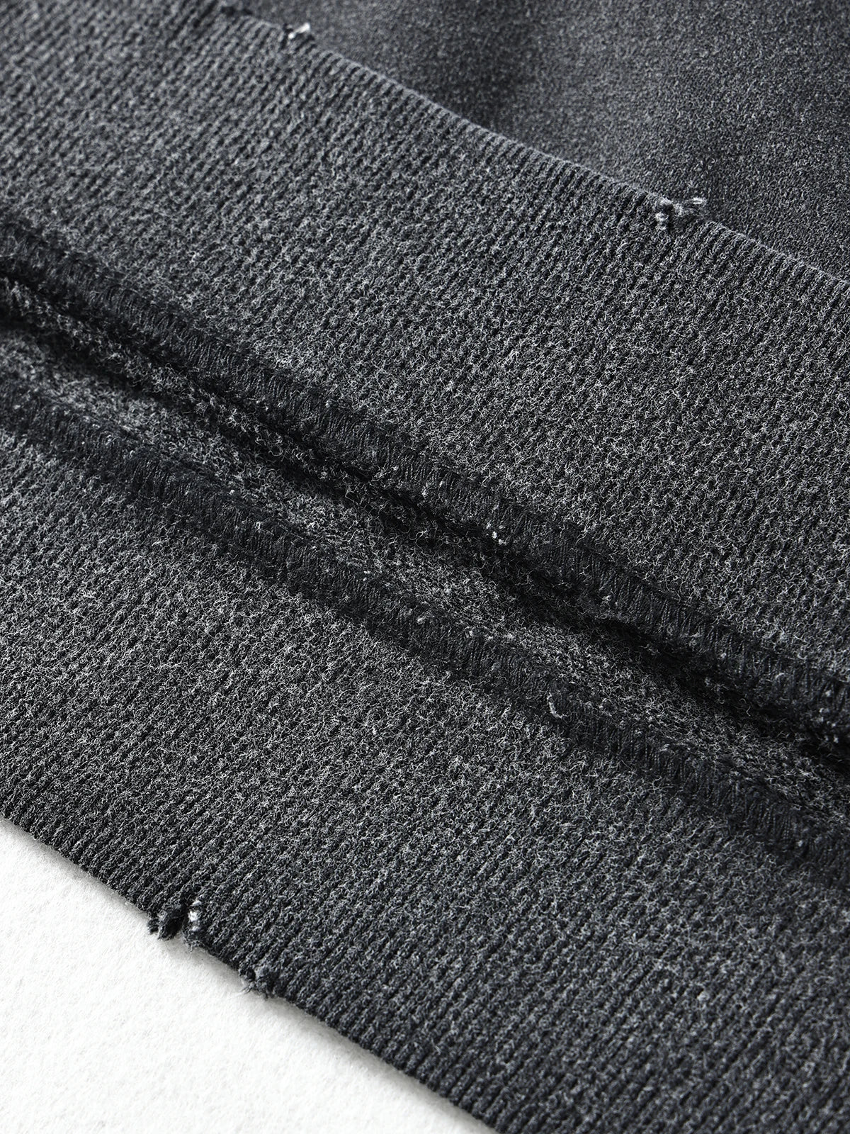 Black Oversized Vintage Round-neck Pullover