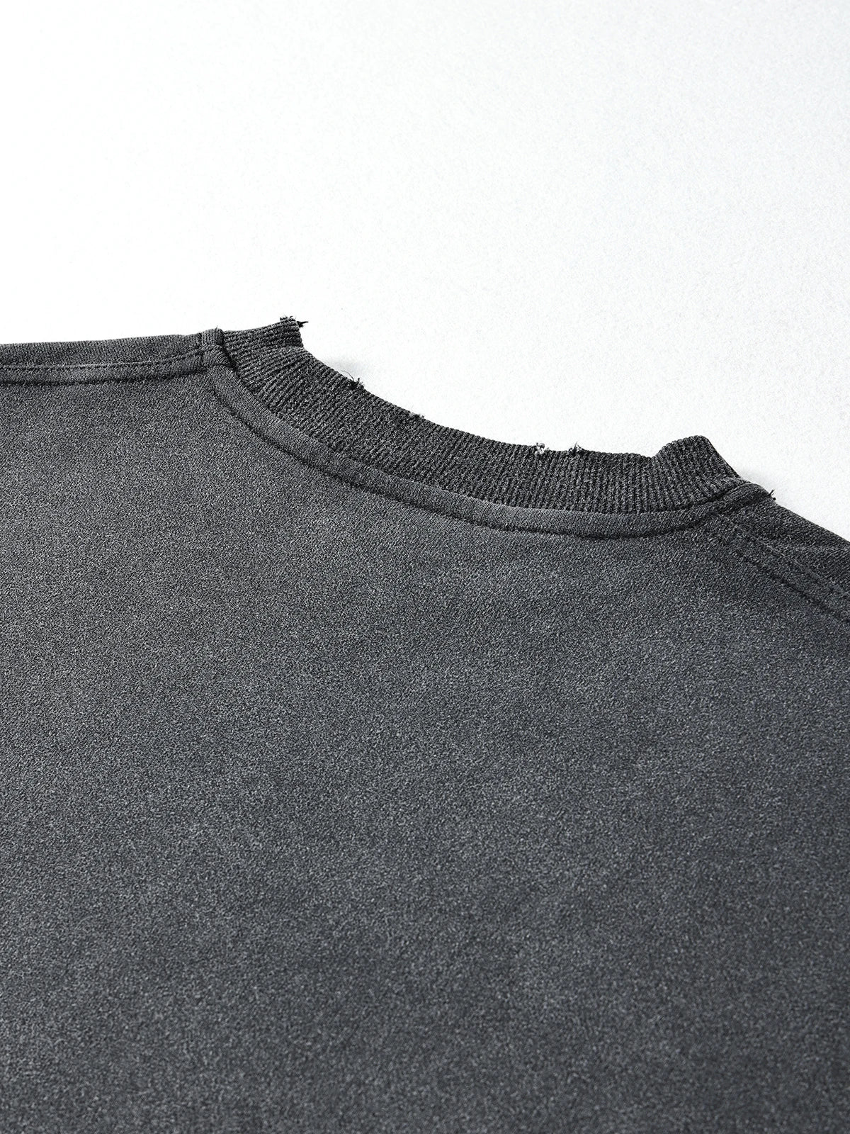 Black Oversized Vintage Round-neck Pullover