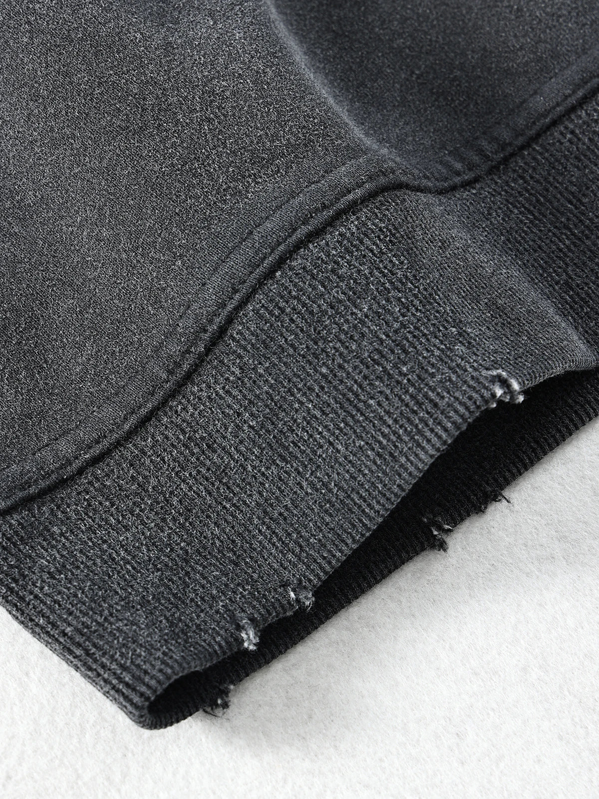 Black Oversized Vintage Round-neck Pullover