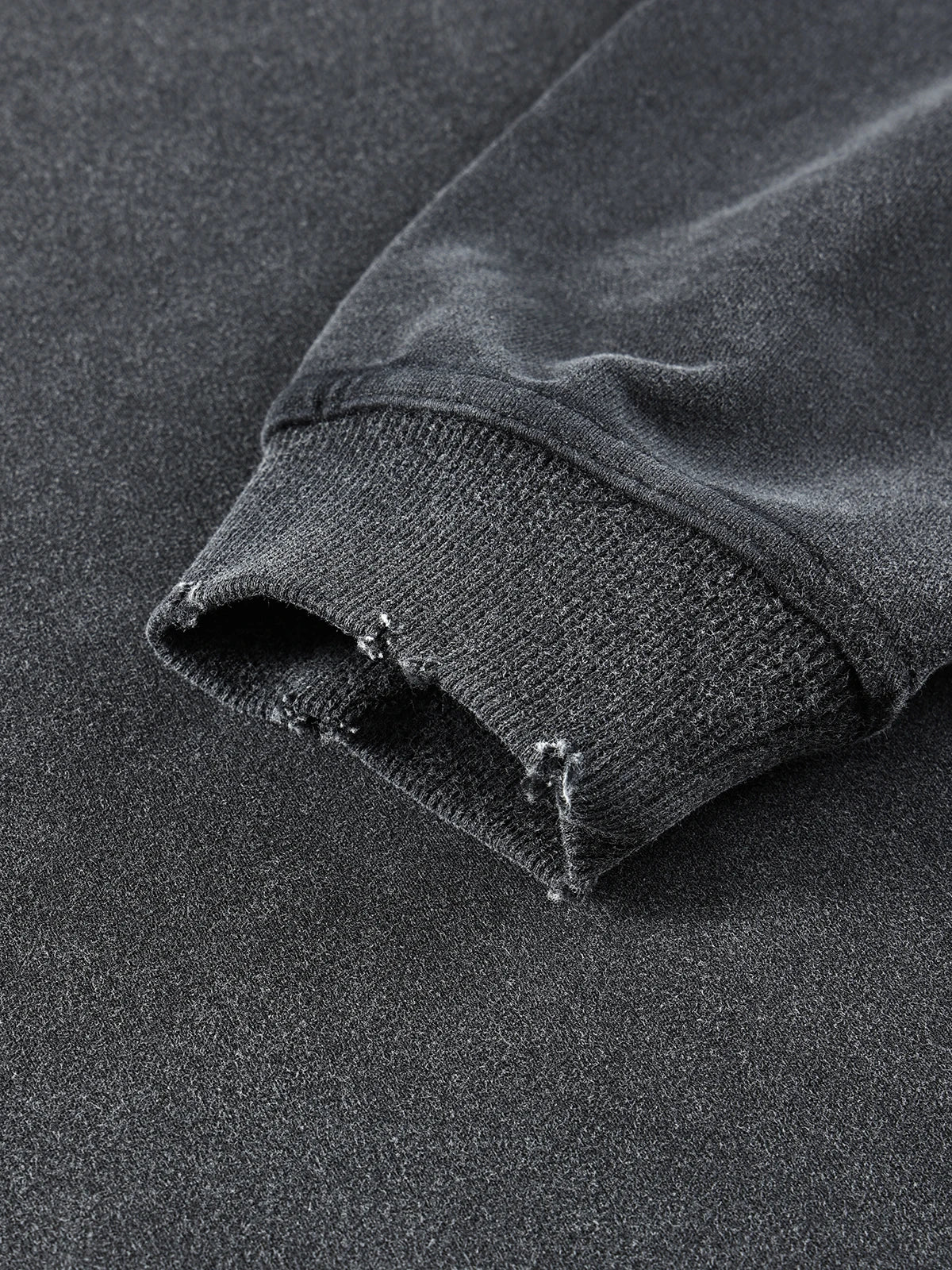 Black Oversized Vintage Round-neck Pullover