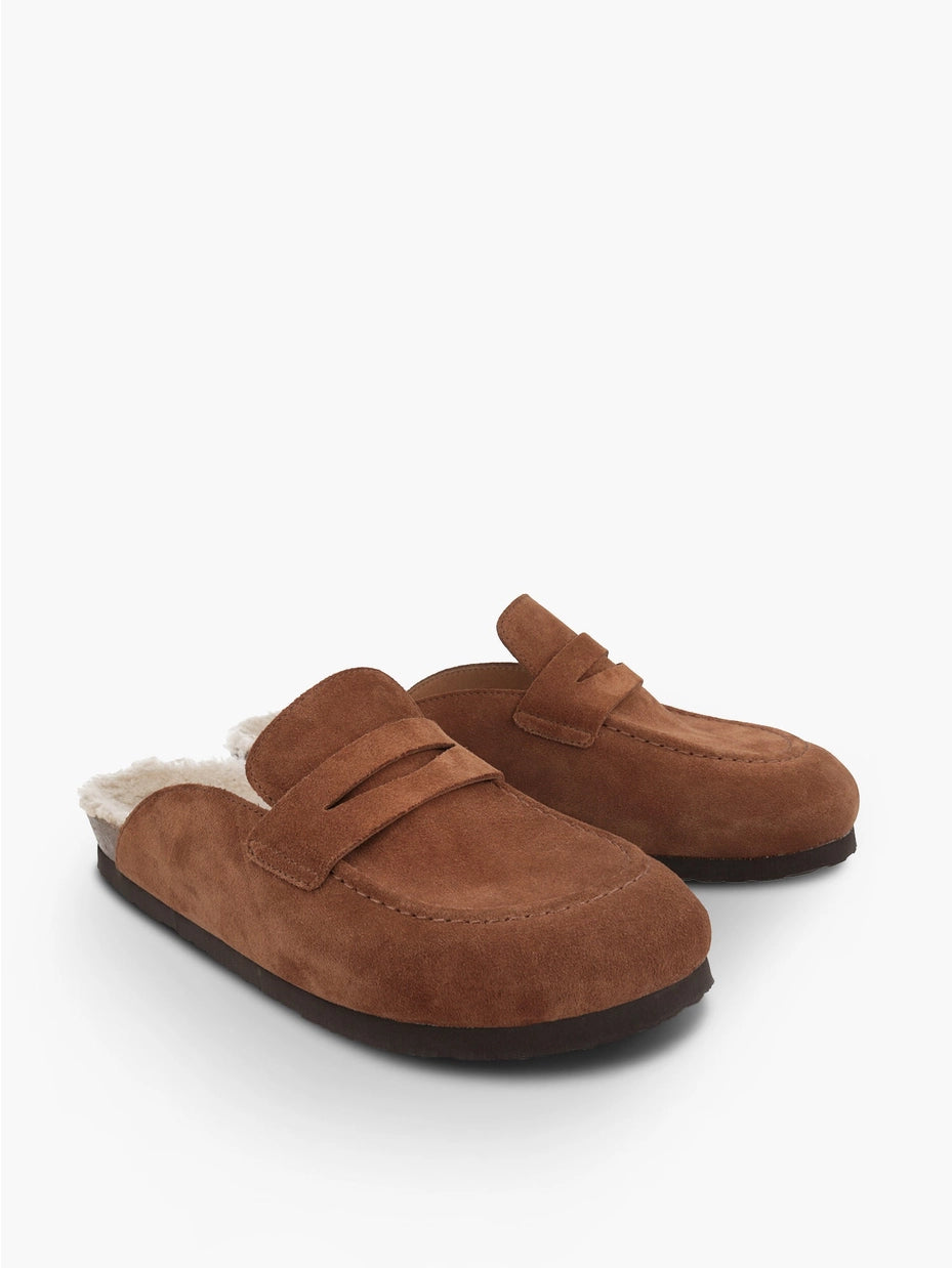 Lois Velour Camel Loaf-Style Unisex Clogs