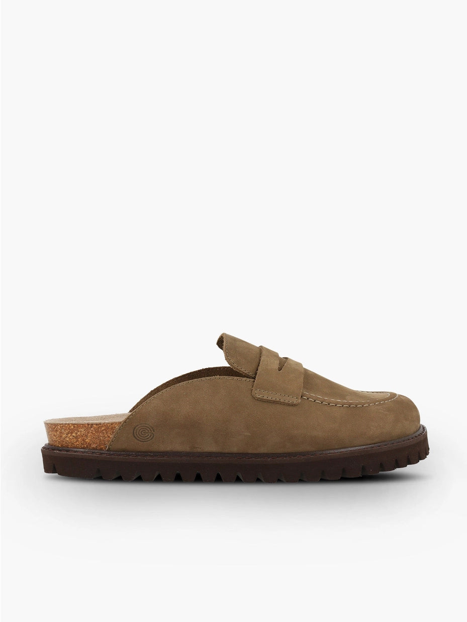 Lois Nubuck Kaki Loafer Style Clog