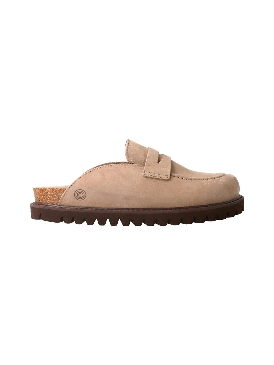 Lois Nubuck Taupe Gray Moccasin Style Unisex Clogs