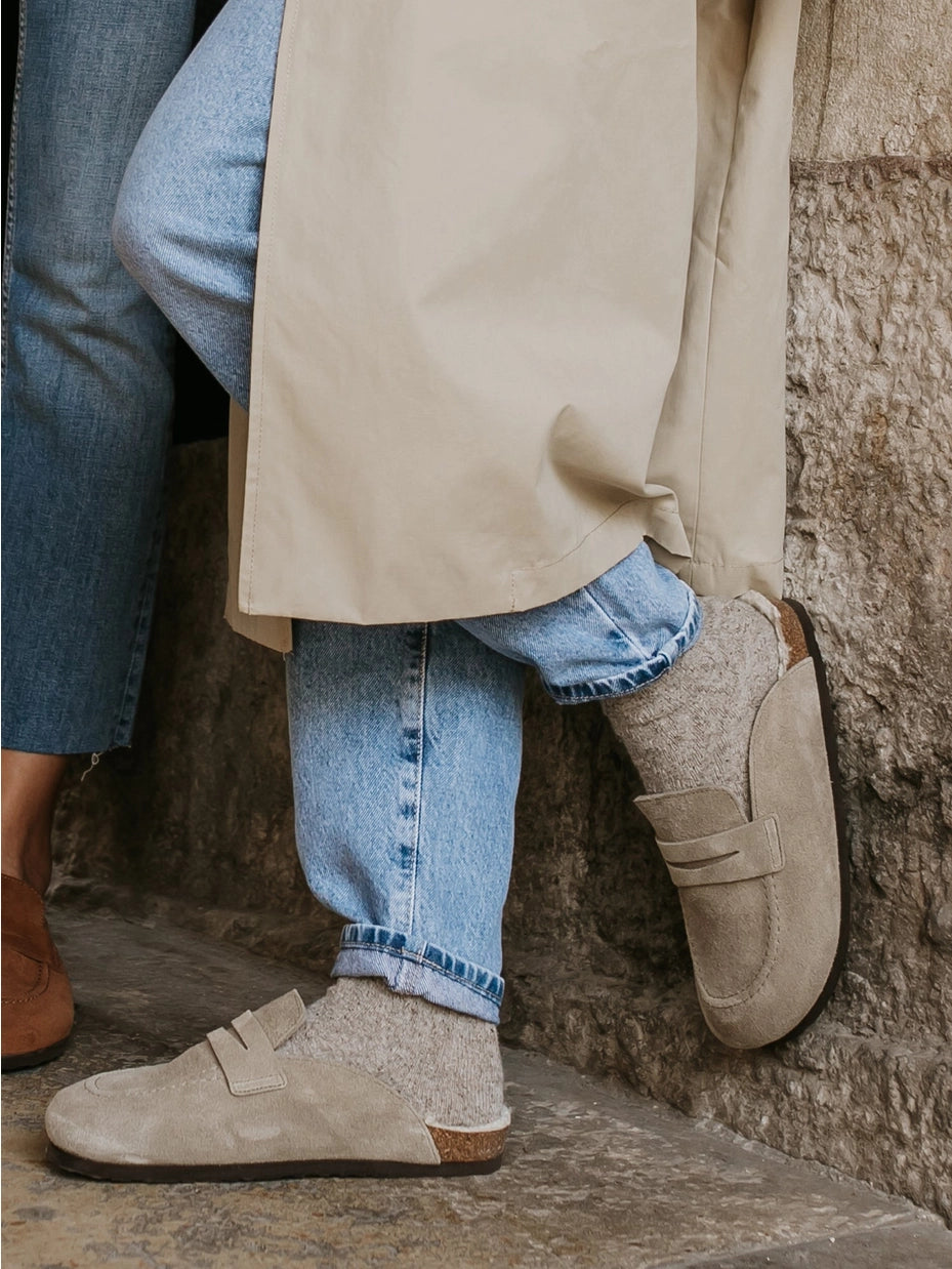 Lois Velour Taupe Unisex Clogs