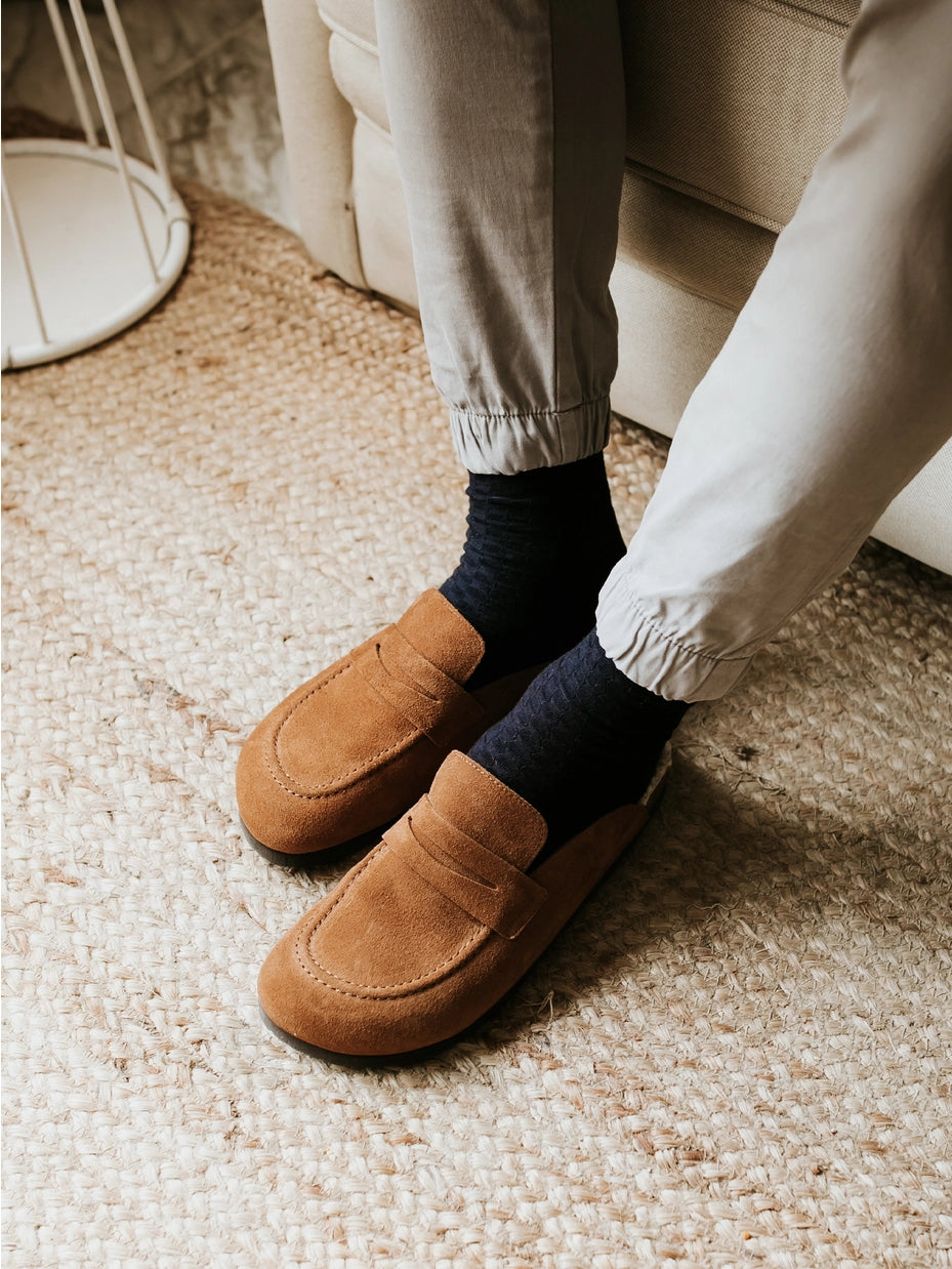 Lois Velour Camel Loaf-Style Unisex Clogs