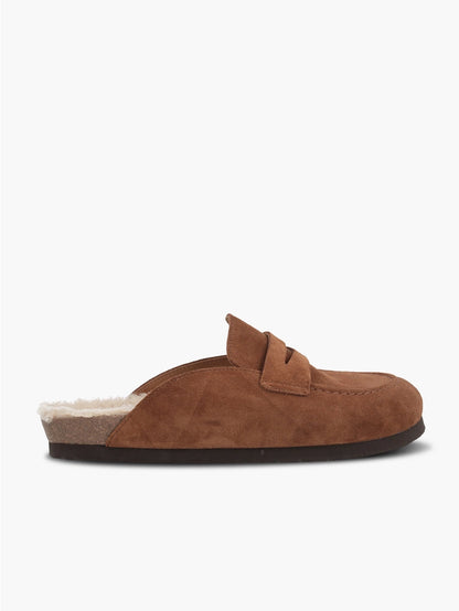 Lois Velour Camel Loaf-Style Unisex Clogs