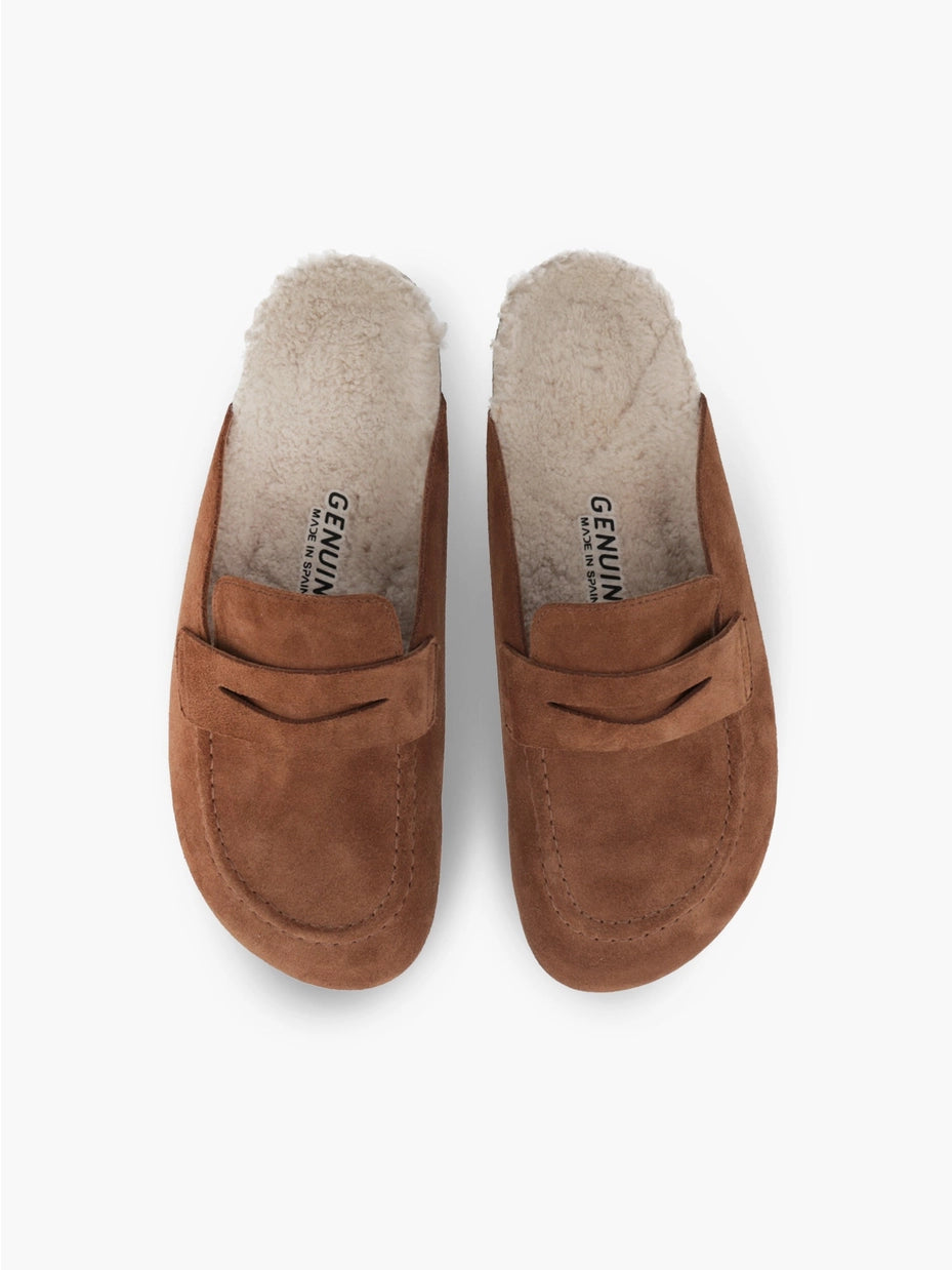 Lois Velour Camel Loaf-Style Unisex Clogs